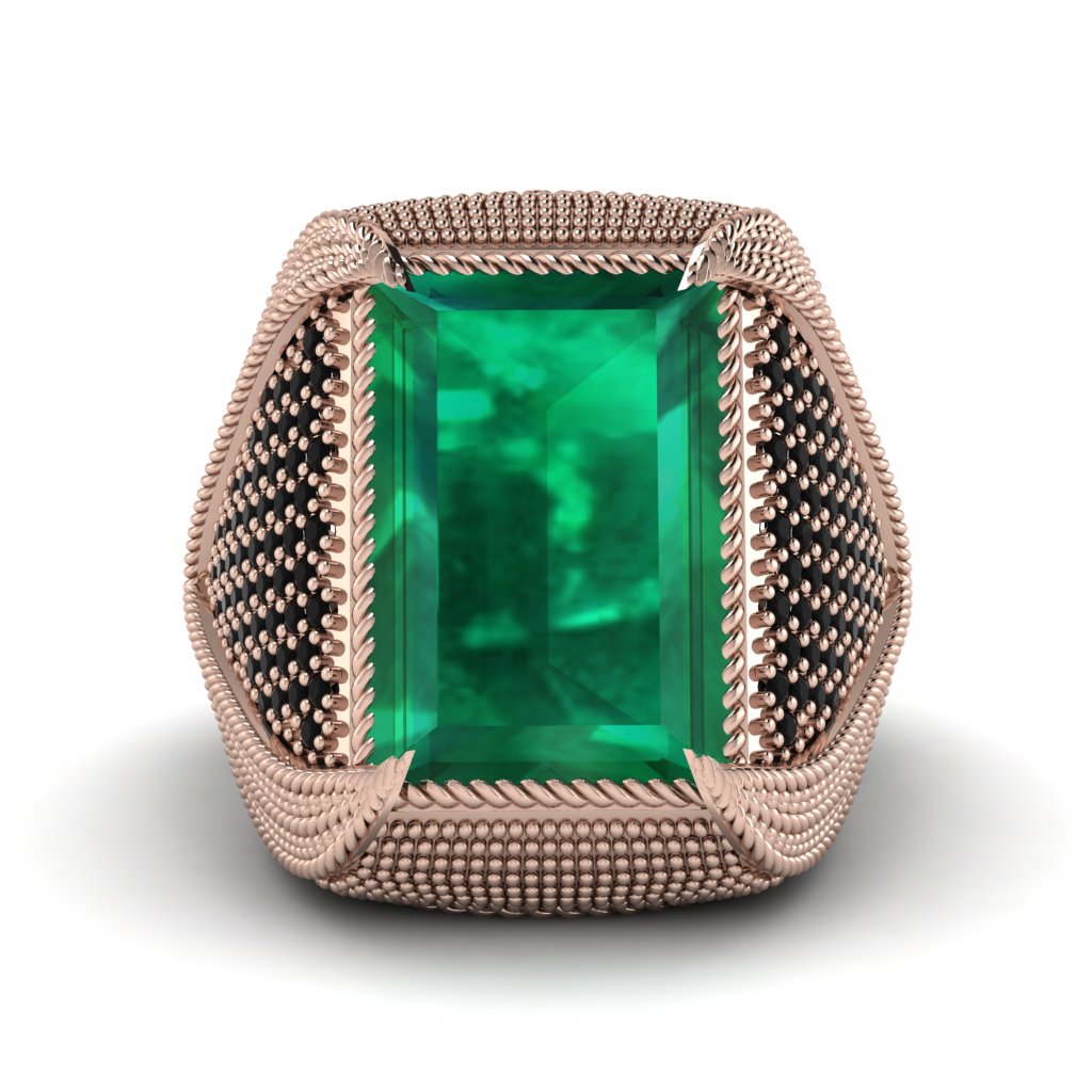 Baguette Emerald Majestic Men's Fashion Ring - Flynn No. 35