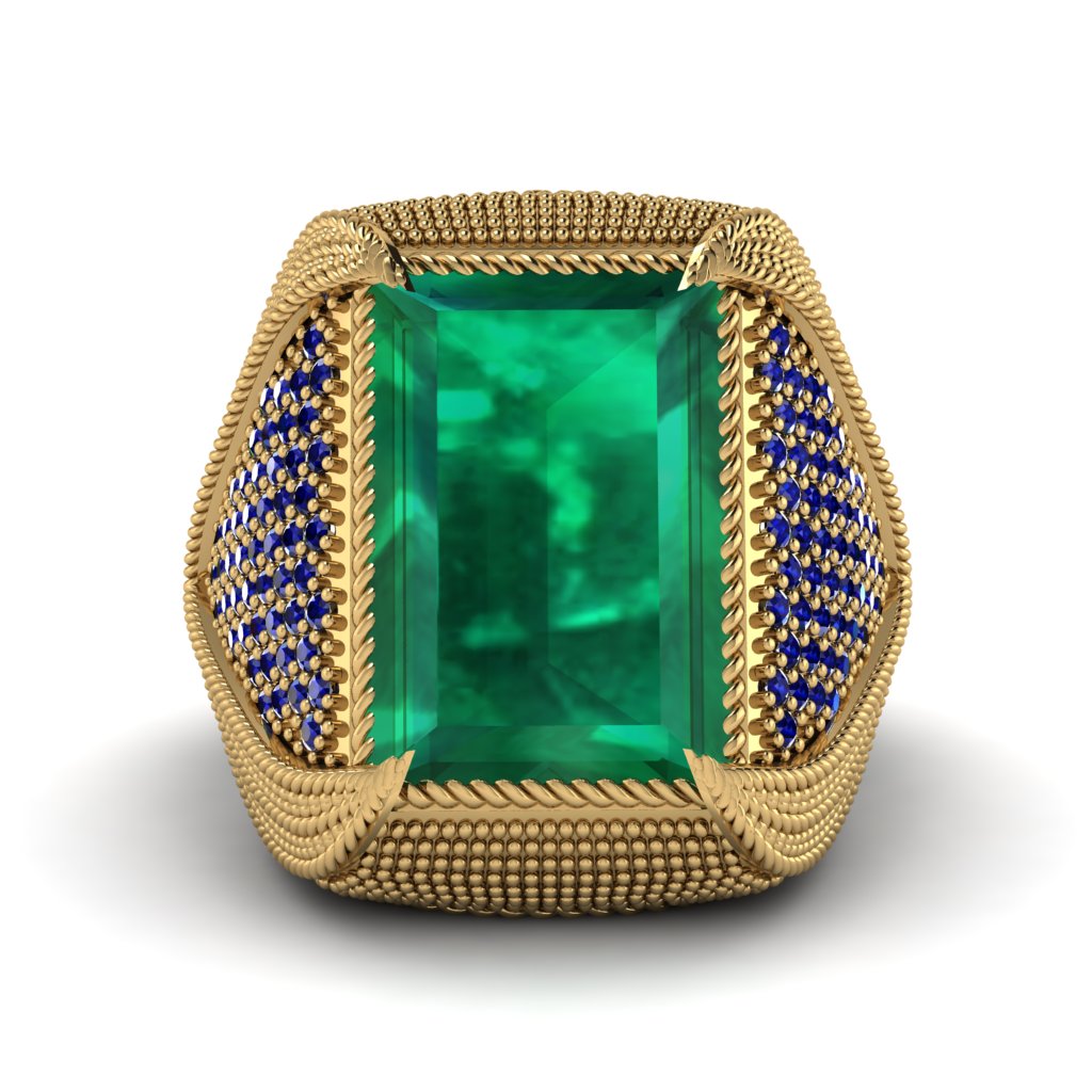 Baguette Emerald Majestic Men's Fashion Ring - Flynn No. 64
