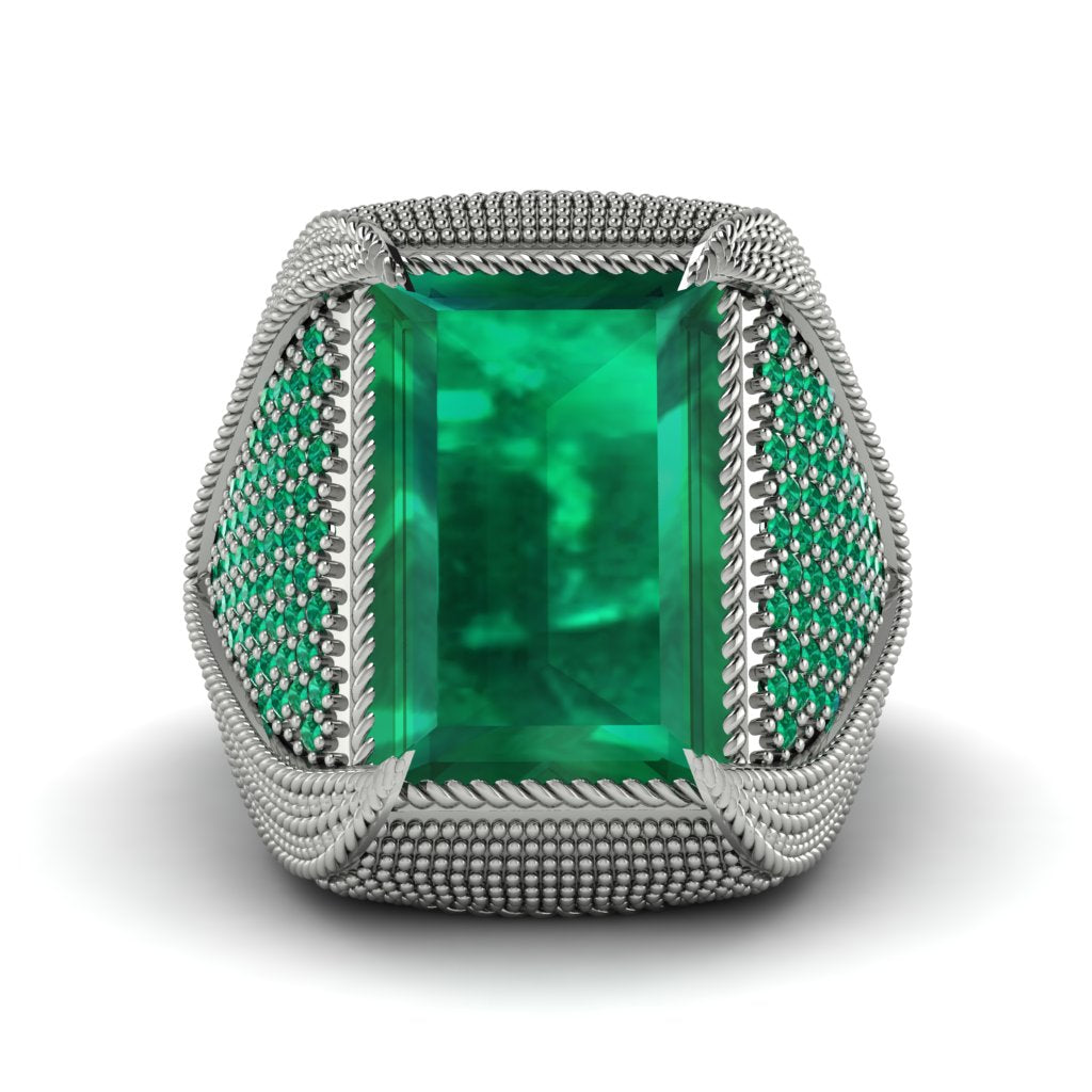 Baguette Emerald Majestic Men's Fashion Ring - Flynn No. 21