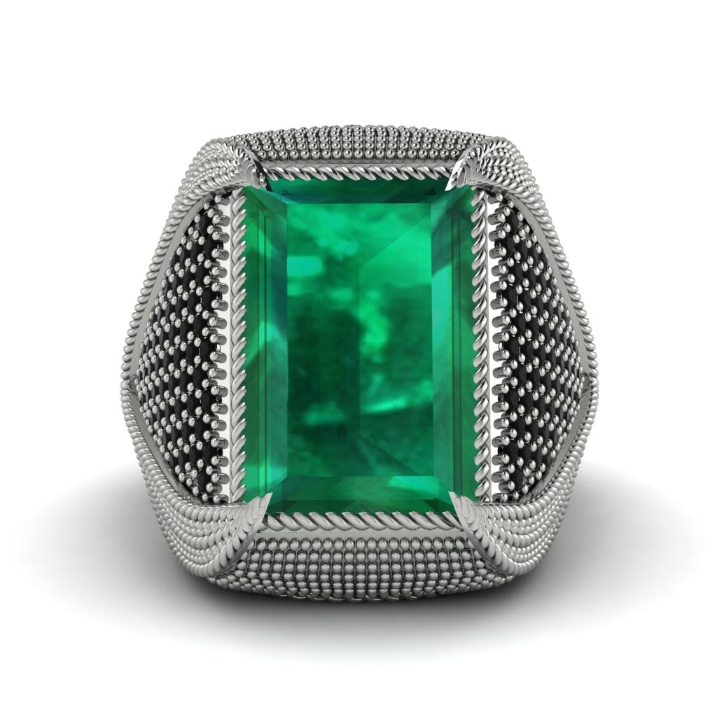 Baguette Emerald Majestic Men's Fashion Ring - Flynn No. 36