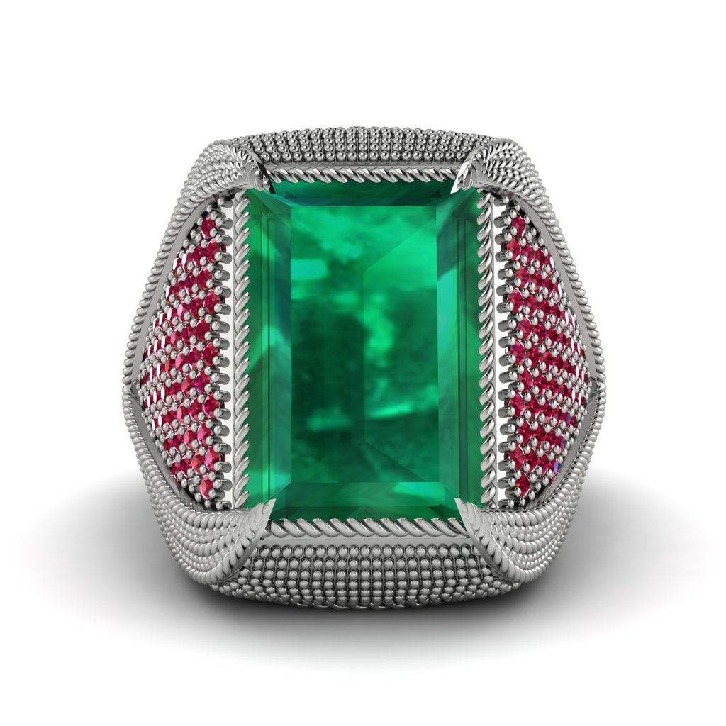 Baguette Emerald Majestic Men's Fashion Ring - Flynn No. 51