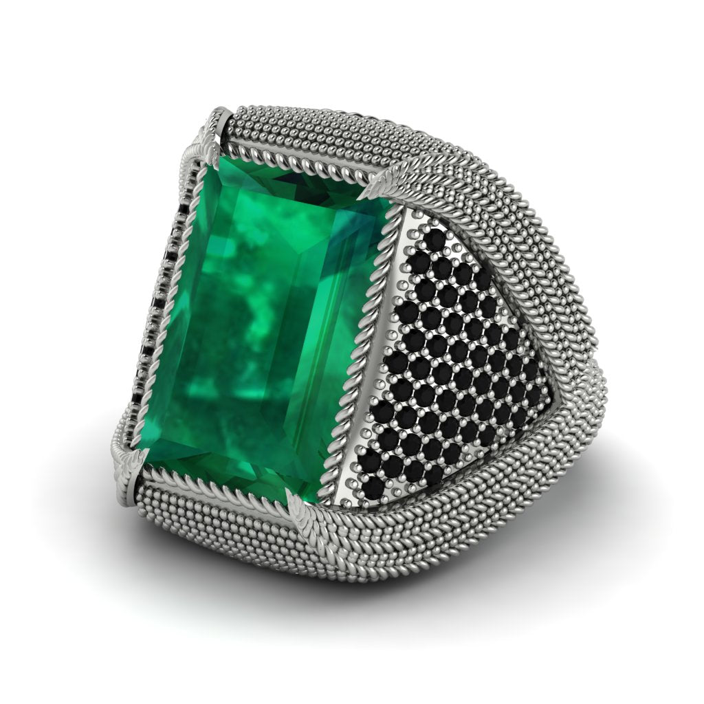 Baguette Emerald Majestic Men's Fashion Ring - Flynn No. 36
