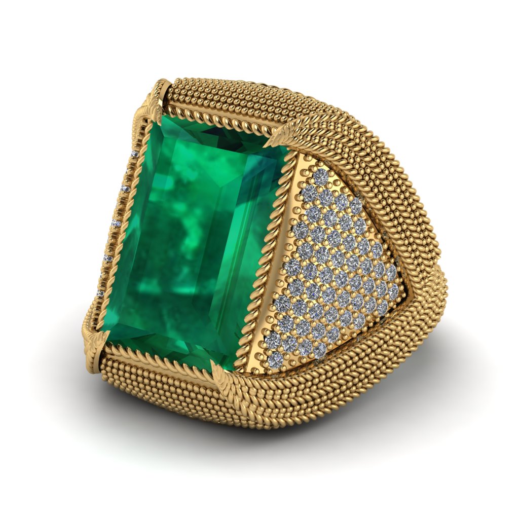 Baguette Emerald Majestic Men's Fashion Ring - Flynn No. 4
