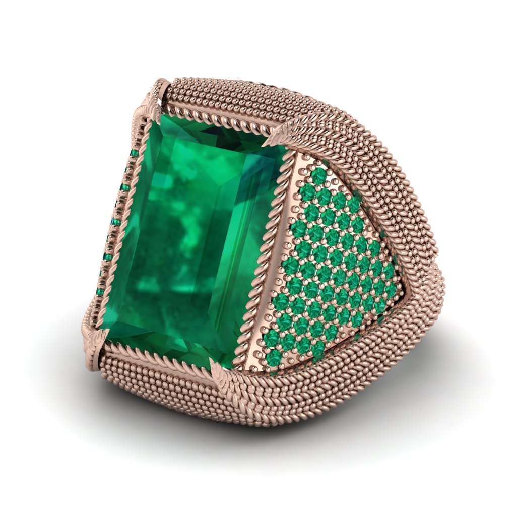 Baguette Emerald Majestic Men's Fashion Ring - Flynn No. 20