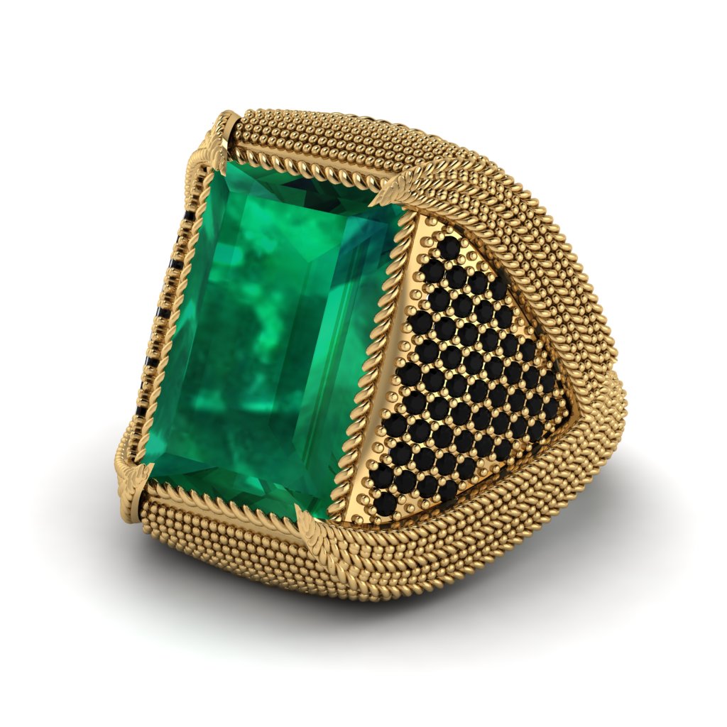 Baguette Emerald Majestic Men's Fashion Ring - Flynn No. 34