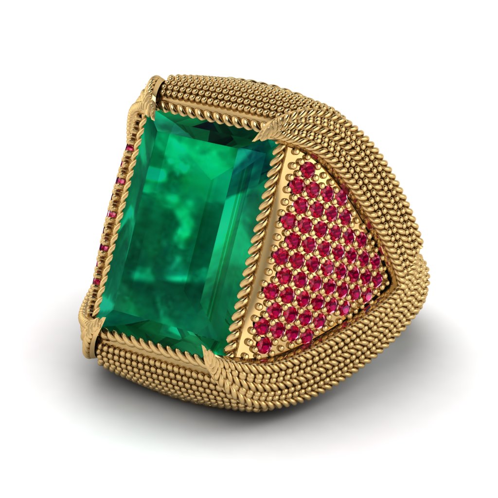 Baguette Emerald Majestic Men's Fashion Ring - Flynn No. 49