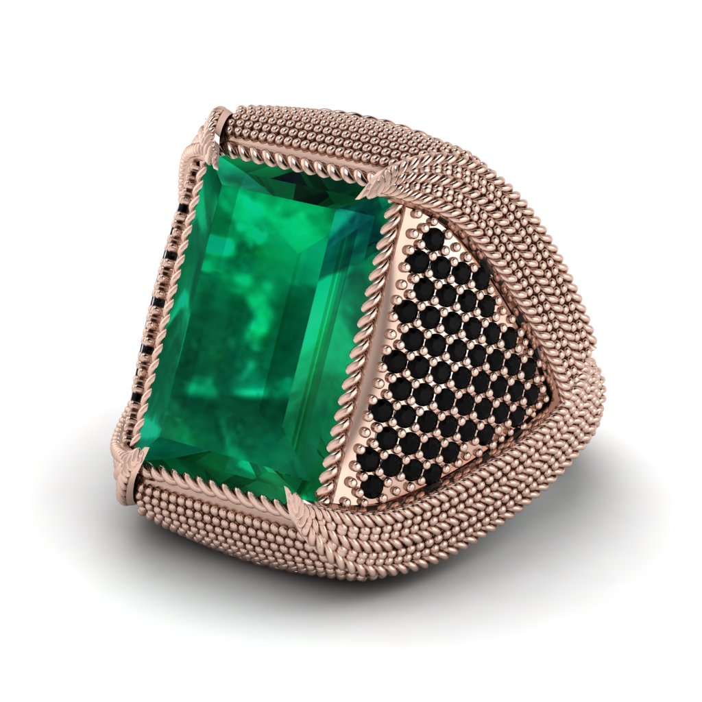 Baguette Emerald Majestic Men's Fashion Ring - Flynn No. 35