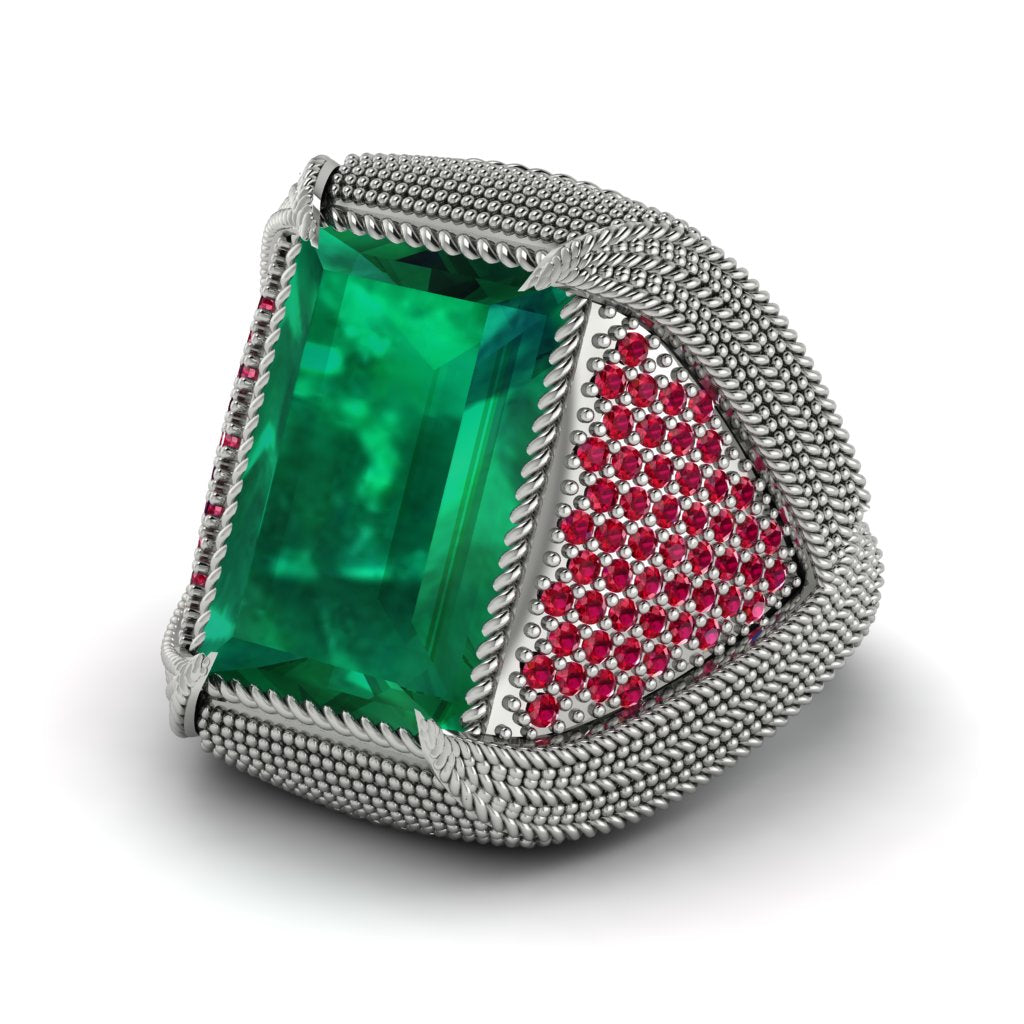 Baguette Emerald Majestic Men's Fashion Ring - Flynn No. 51