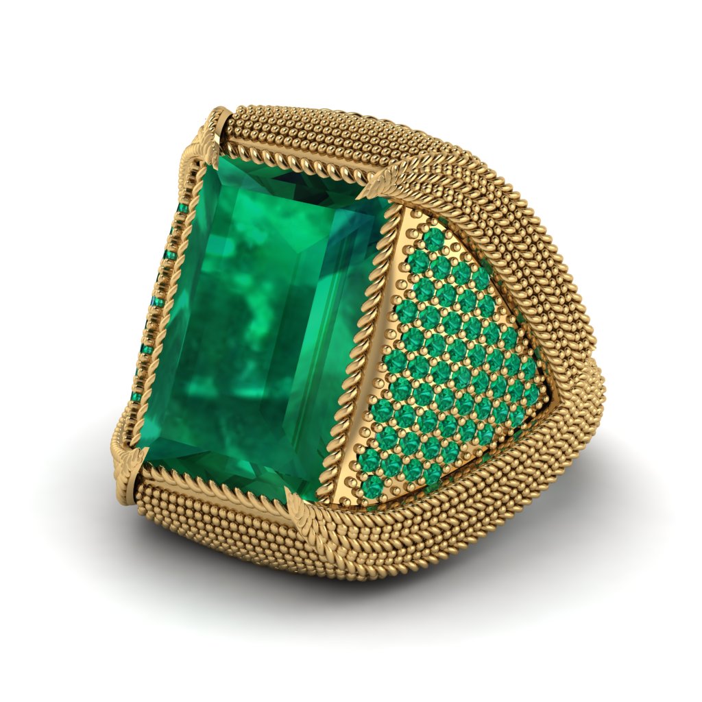 Baguette Emerald Majestic Men's Fashion Ring - Flynn No. 19