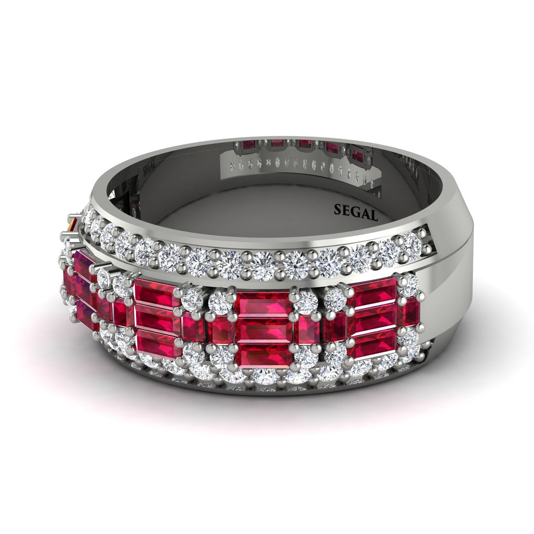 Baguette Ruby Eternity Wedding Band - Billy No. 12