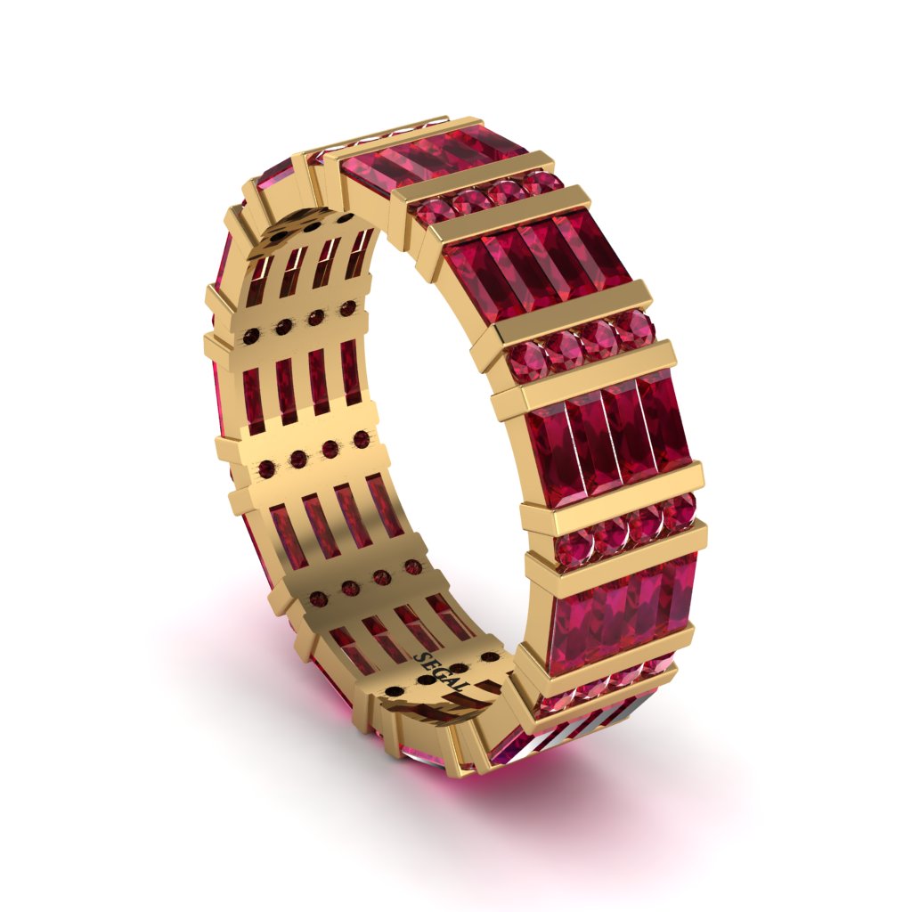 Baguette Ruby Eternity Wedding Band - Keegan No. 10