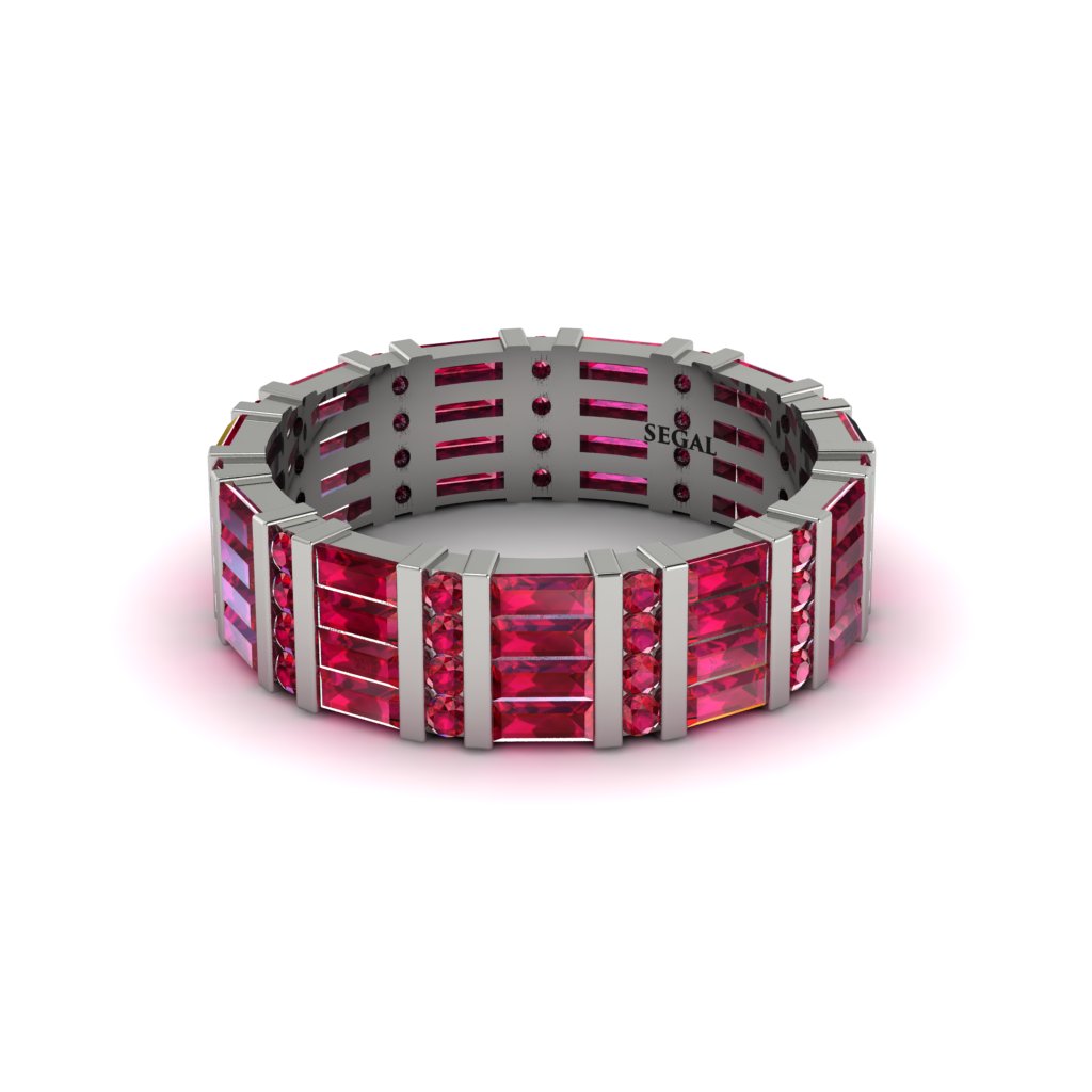 Baguette Ruby Eternity Wedding Band - Keegan No. 12