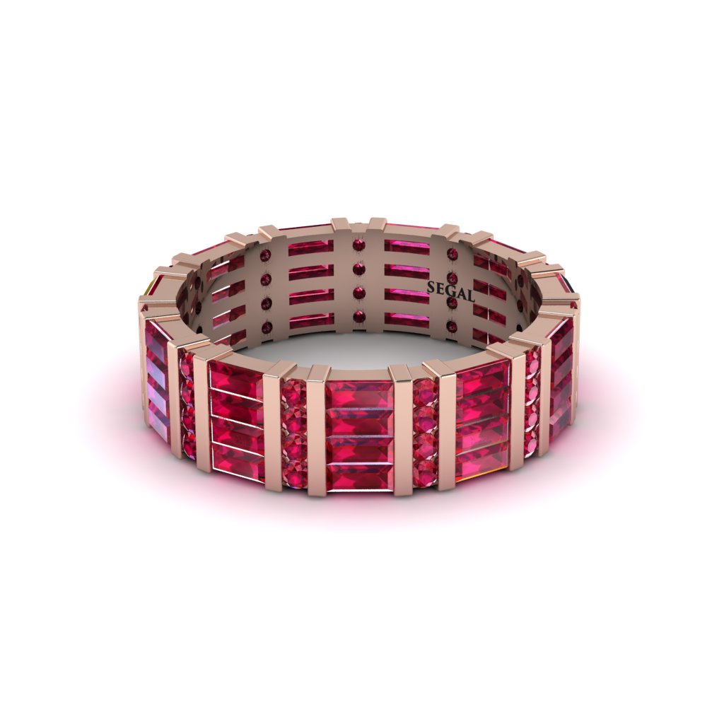 Baguette Ruby Eternity Wedding Band - Keegan No. 11