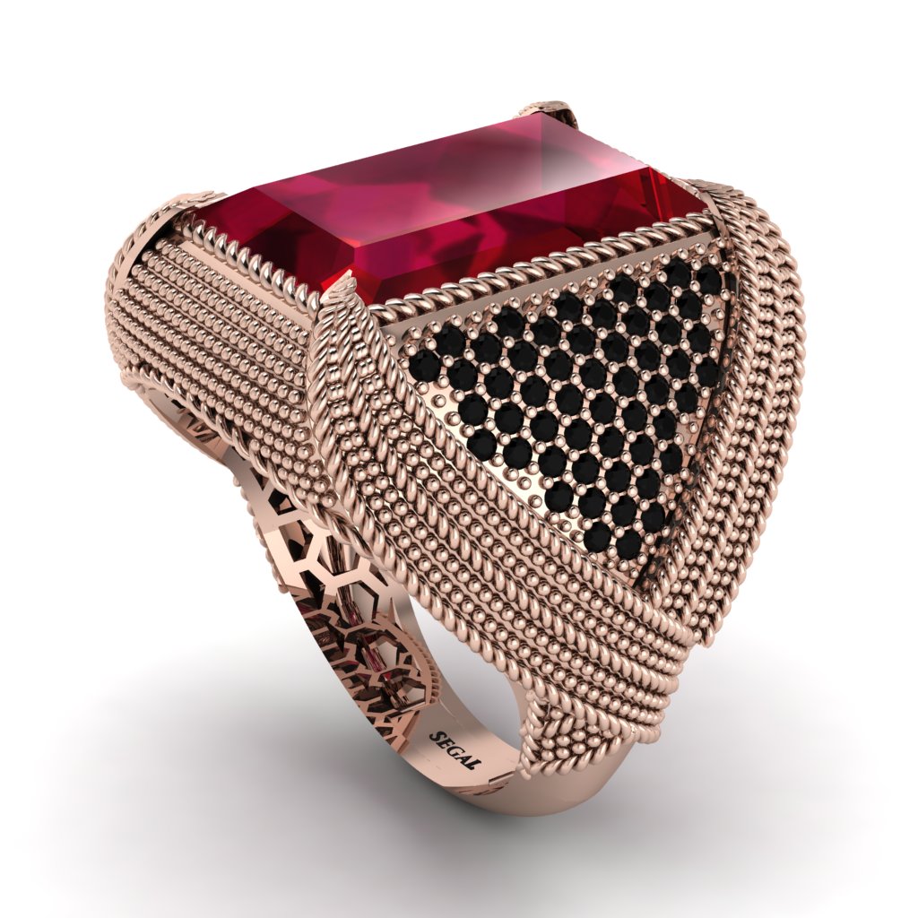 Baguette Ruby Majestic Men's Fashion Ring - Flynn No. 41