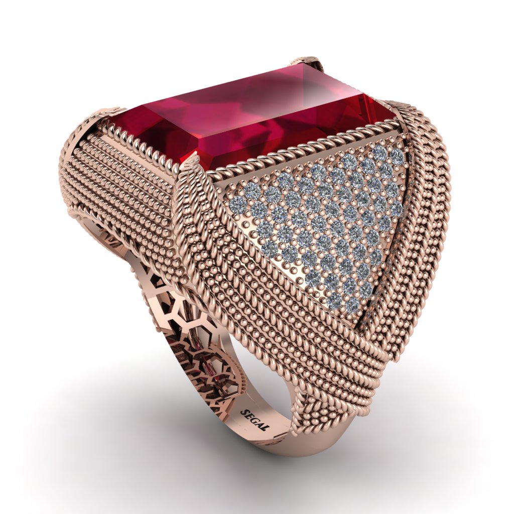 Baguette Ruby Majestic Men's Fashion Ring - Flynn No. 11