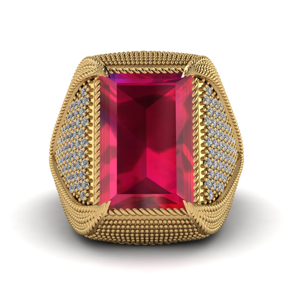 Baguette Ruby Majestic Men's Fashion Ring - Flynn No. 10