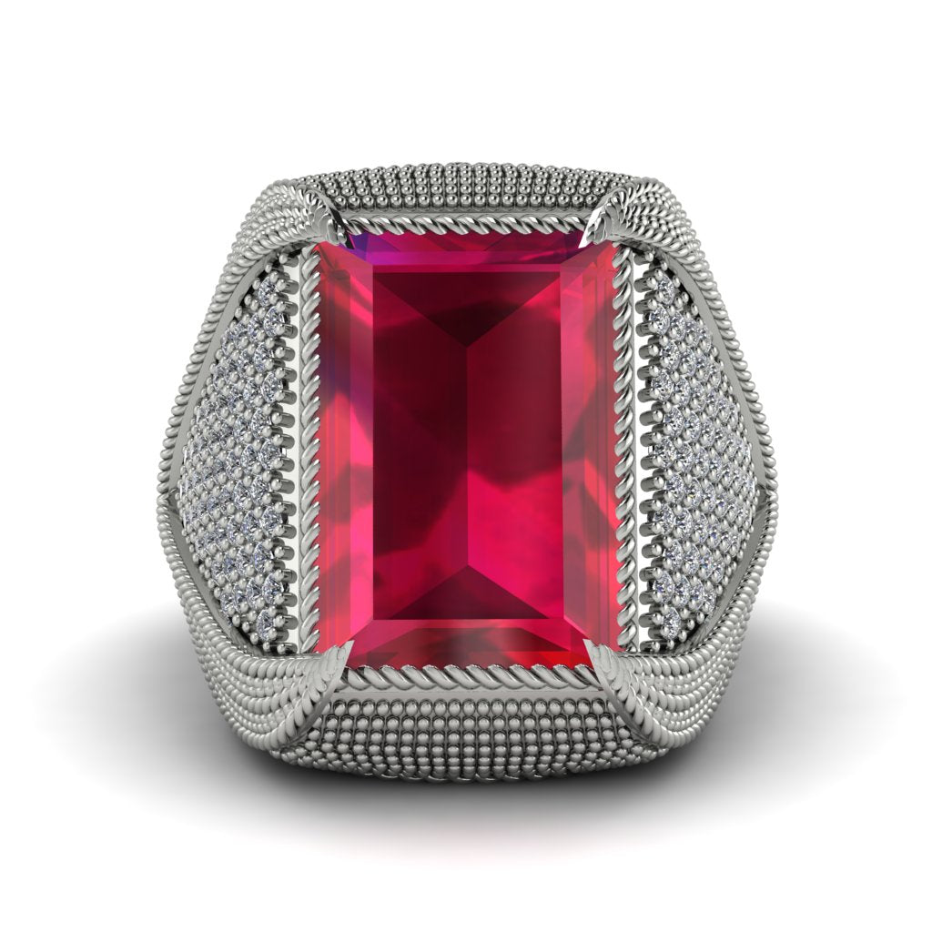 Baguette Ruby Majestic Men's Fashion Ring - Flynn No. 12