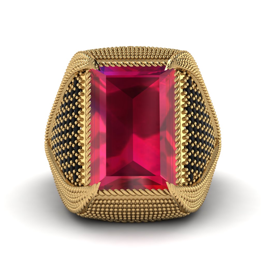 Baguette Ruby Majestic Men's Fashion Ring - Flynn No. 40