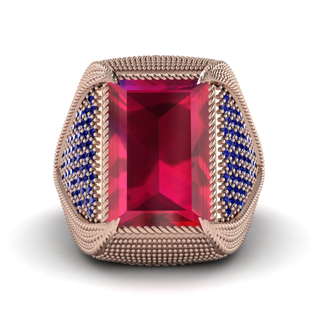 Baguette Ruby Majestic Men's Fashion Ring - Flynn No. 71