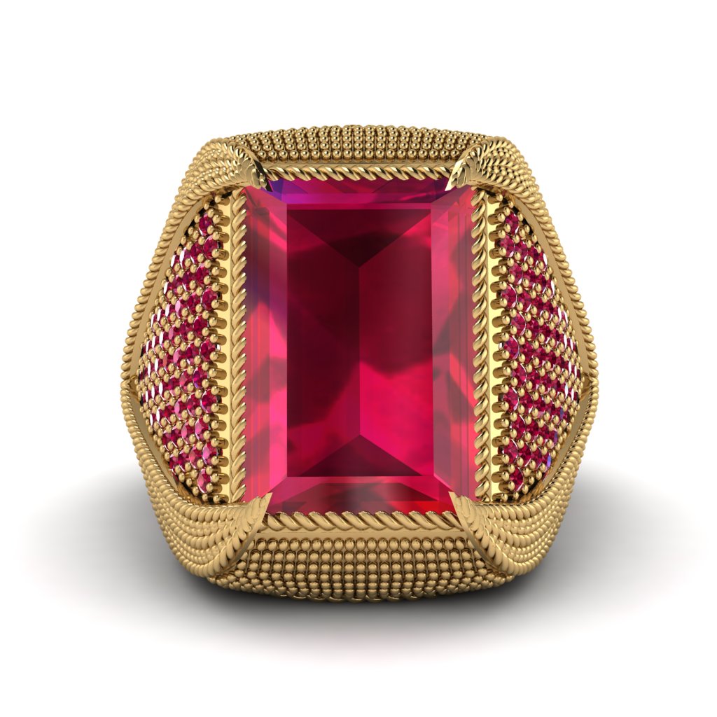 Baguette Ruby Majestic Men's Fashion Ring - Flynn No. 55
