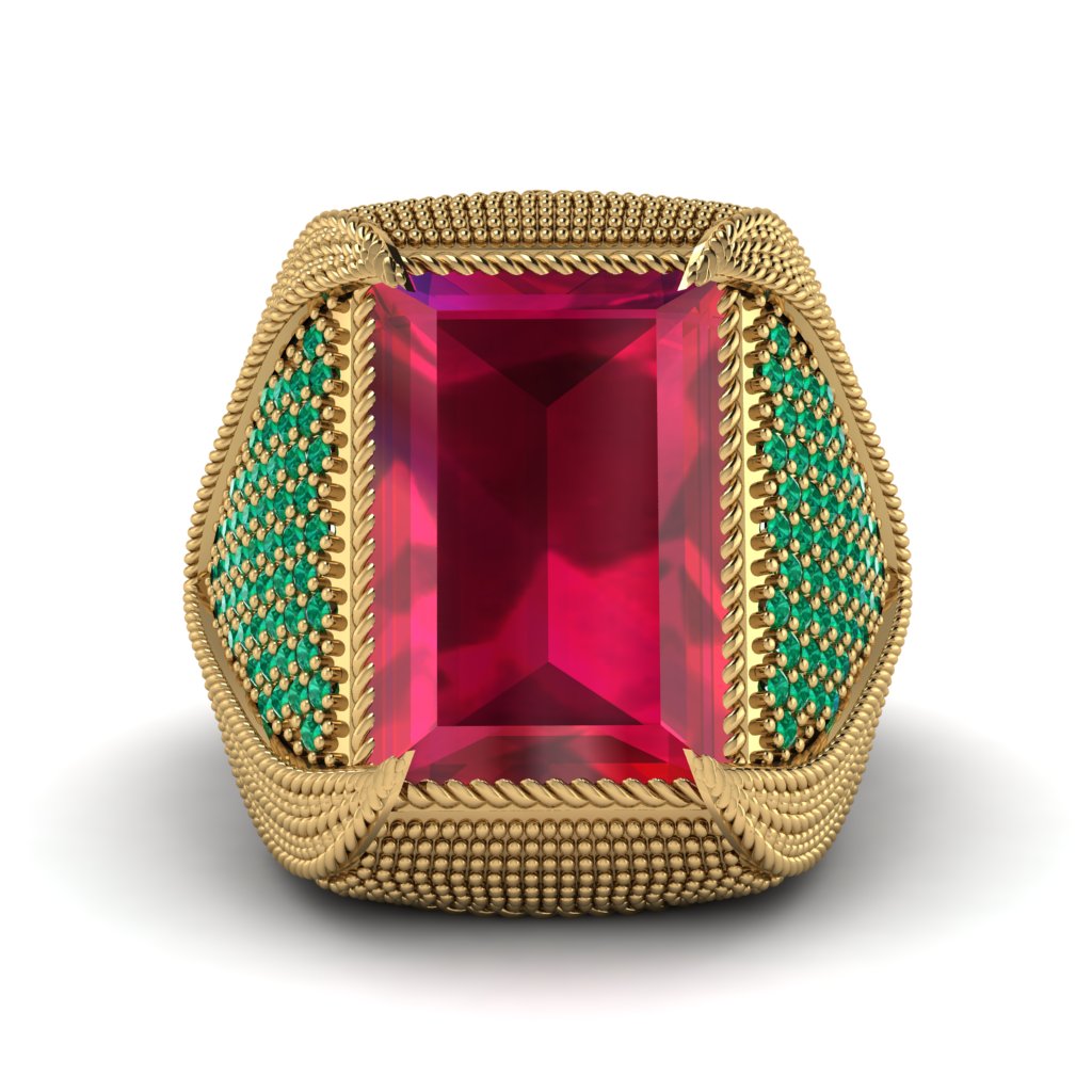 Baguette Ruby Majestic Men's Fashion Ring - Flynn No. 25