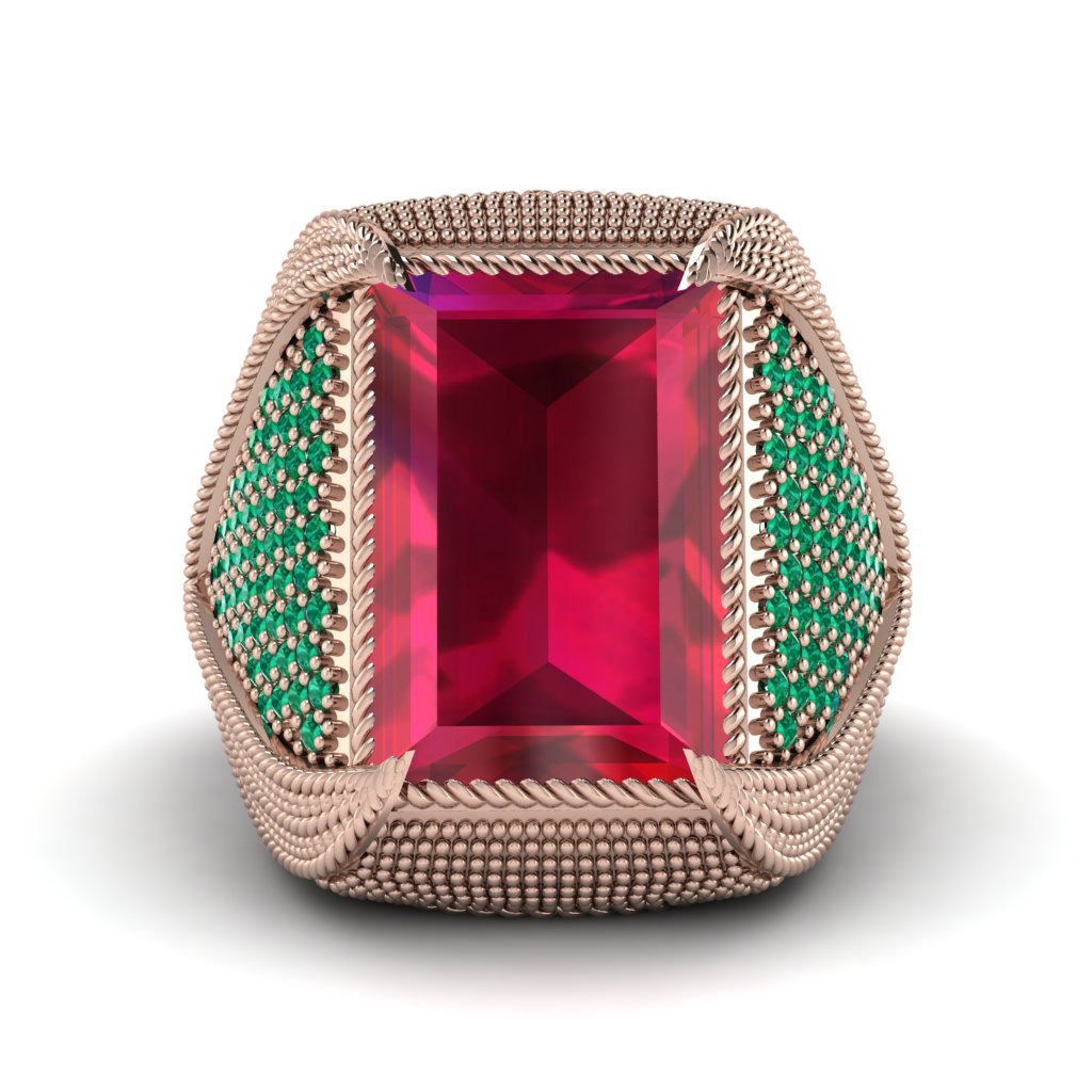 Baguette Ruby Majestic Men's Fashion Ring - Flynn No. 26