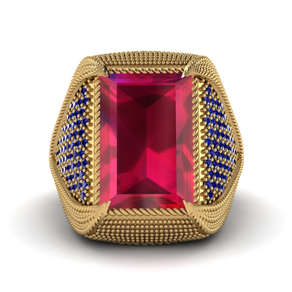 Baguette Ruby Majestic Men's Fashion Ring - Flynn No. 70