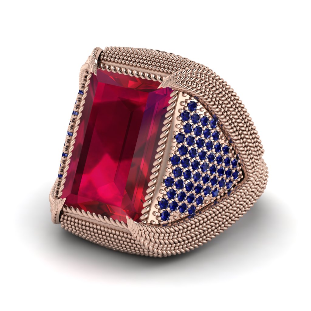 Baguette Ruby Majestic Men's Fashion Ring - Flynn No. 71