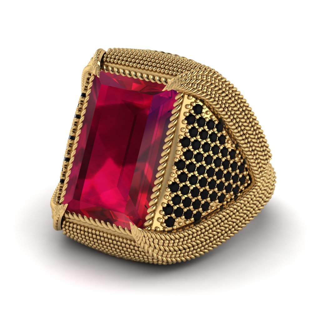 Baguette Ruby Majestic Men's Fashion Ring - Flynn No. 40