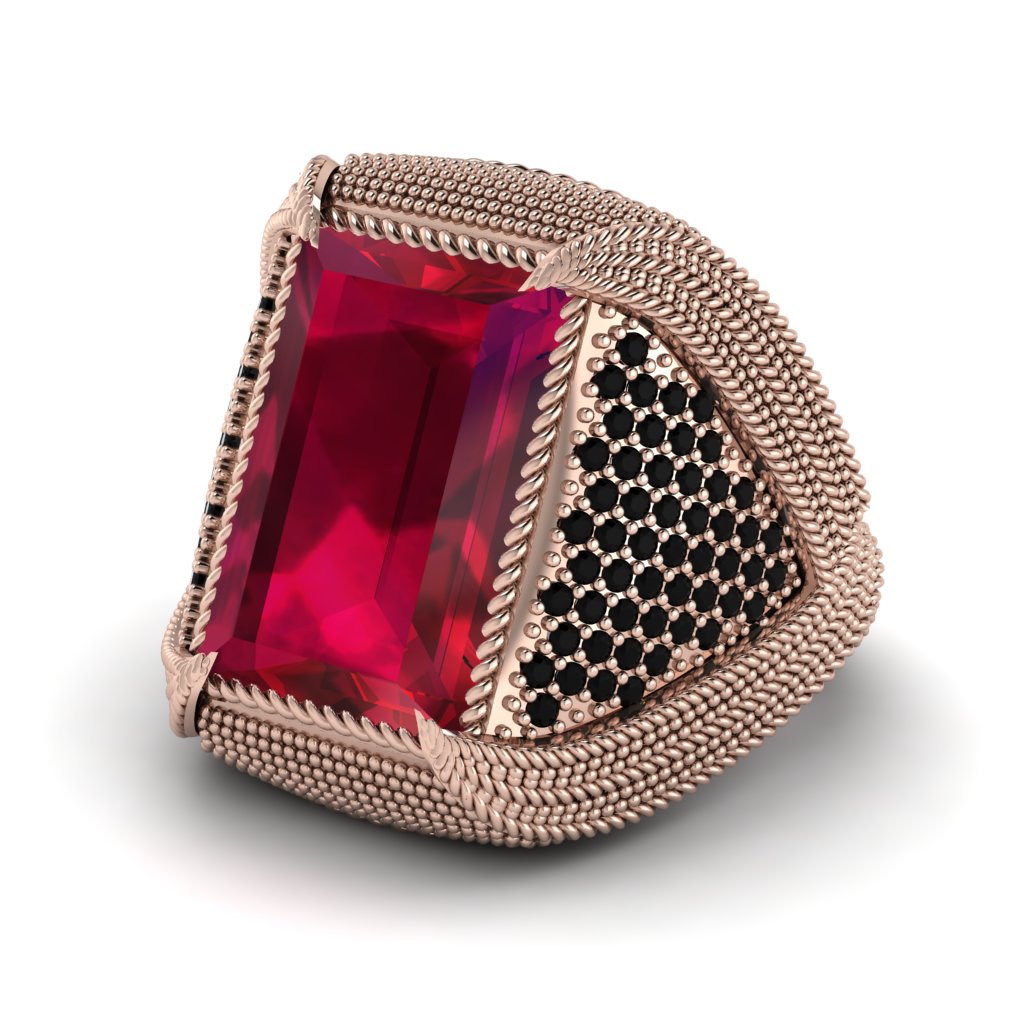Baguette Ruby Majestic Men's Fashion Ring - Flynn No. 41