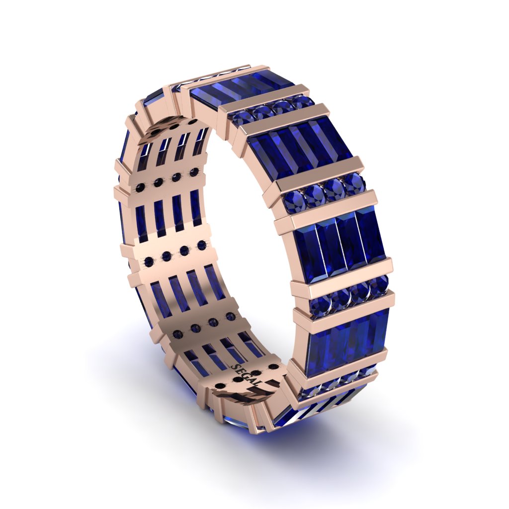 Baguette Sapphire Eternity Wedding Band - Keegan No. 14