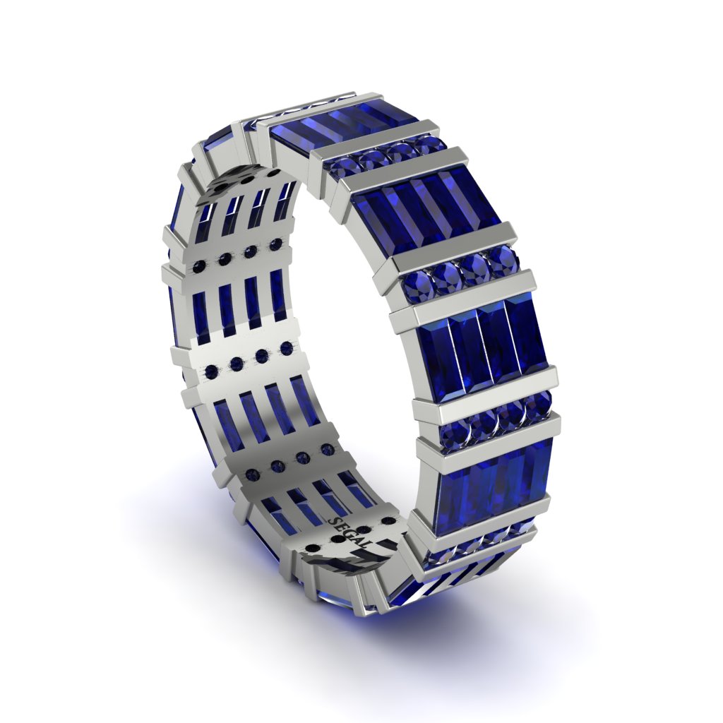 Baguette Sapphire Eternity Wedding Band - Keegan No. 15