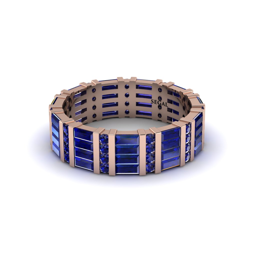 Baguette Sapphire Eternity Wedding Band - Keegan No. 14