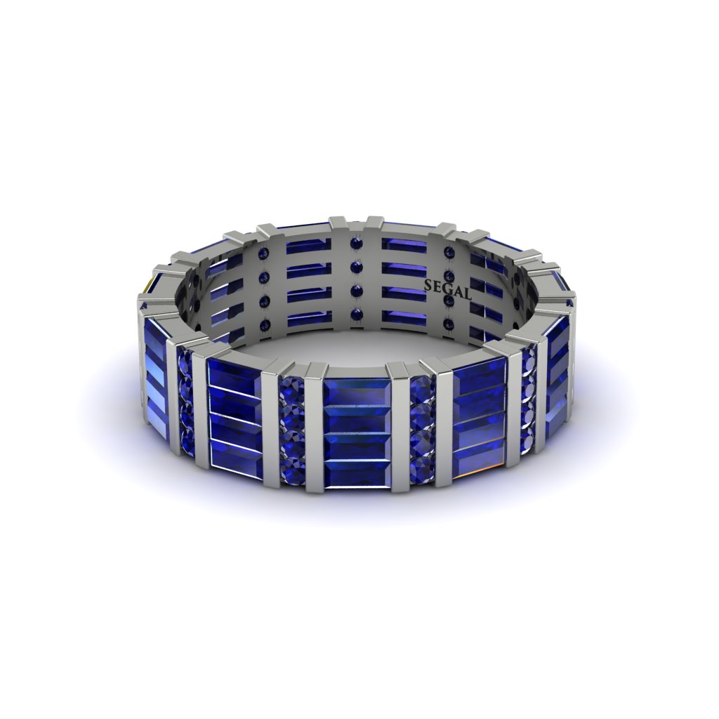 Baguette Sapphire Eternity Wedding Band - Keegan No. 15