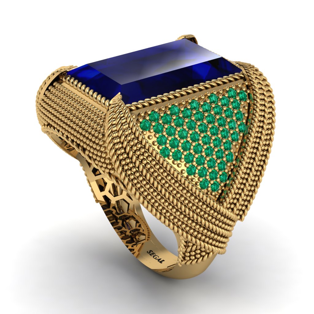 Baguette Sapphire Majestic Men's Fashion Ring - Flynn No. 28