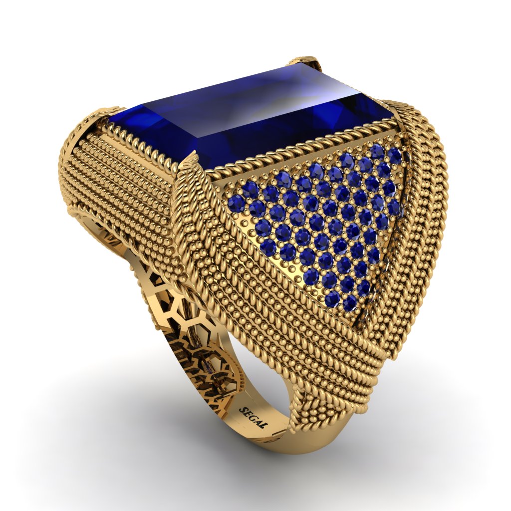 Baguette Sapphire Majestic Men's Fashion Ring - Flynn No. 73