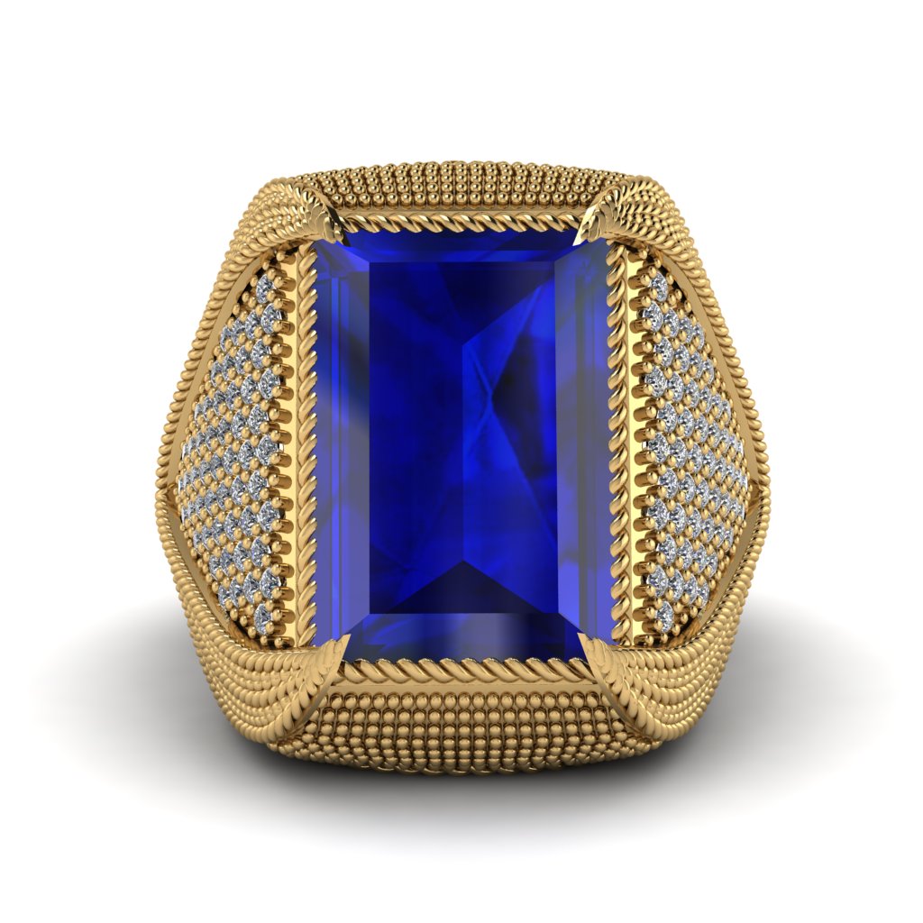 Baguette Sapphire Majestic Men's Fashion Ring - Flynn No. 13