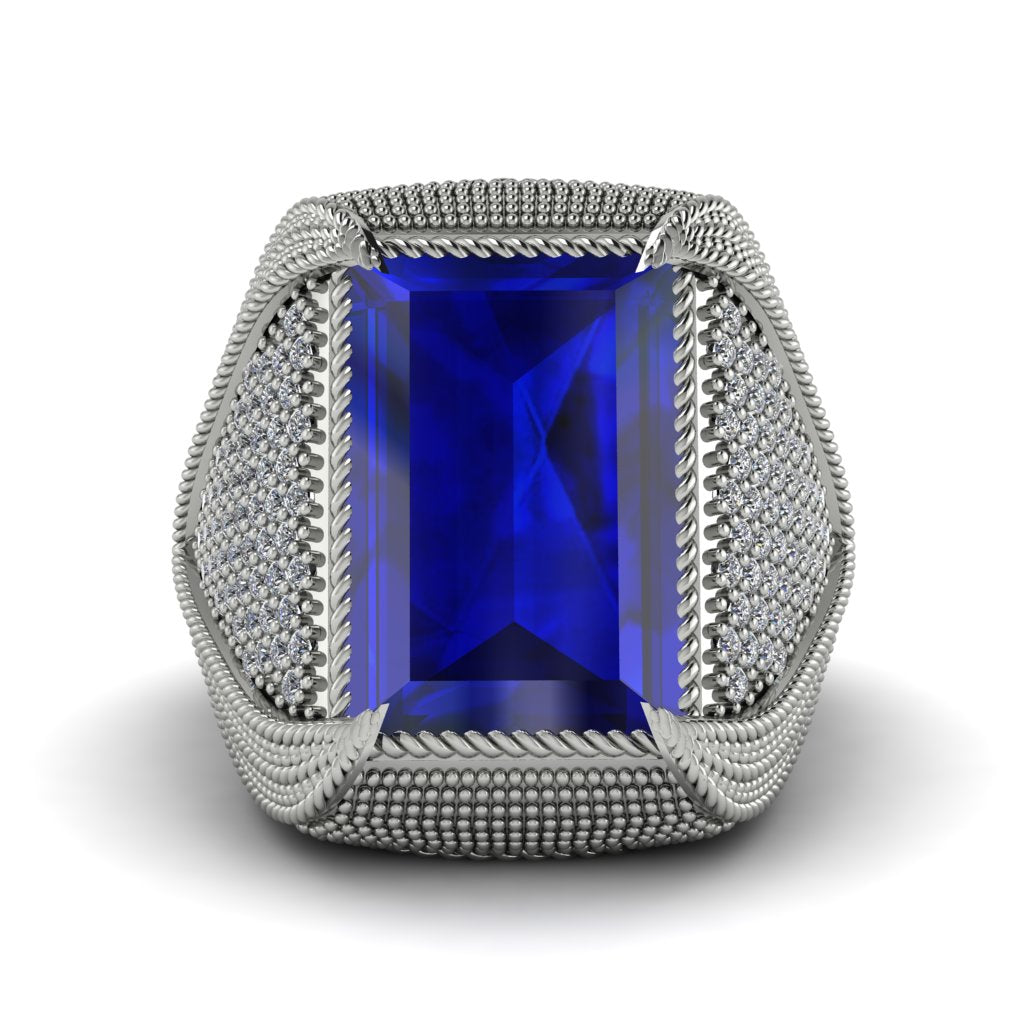 Baguette Sapphire Majestic Men's Fashion Ring - Flynn No. 15