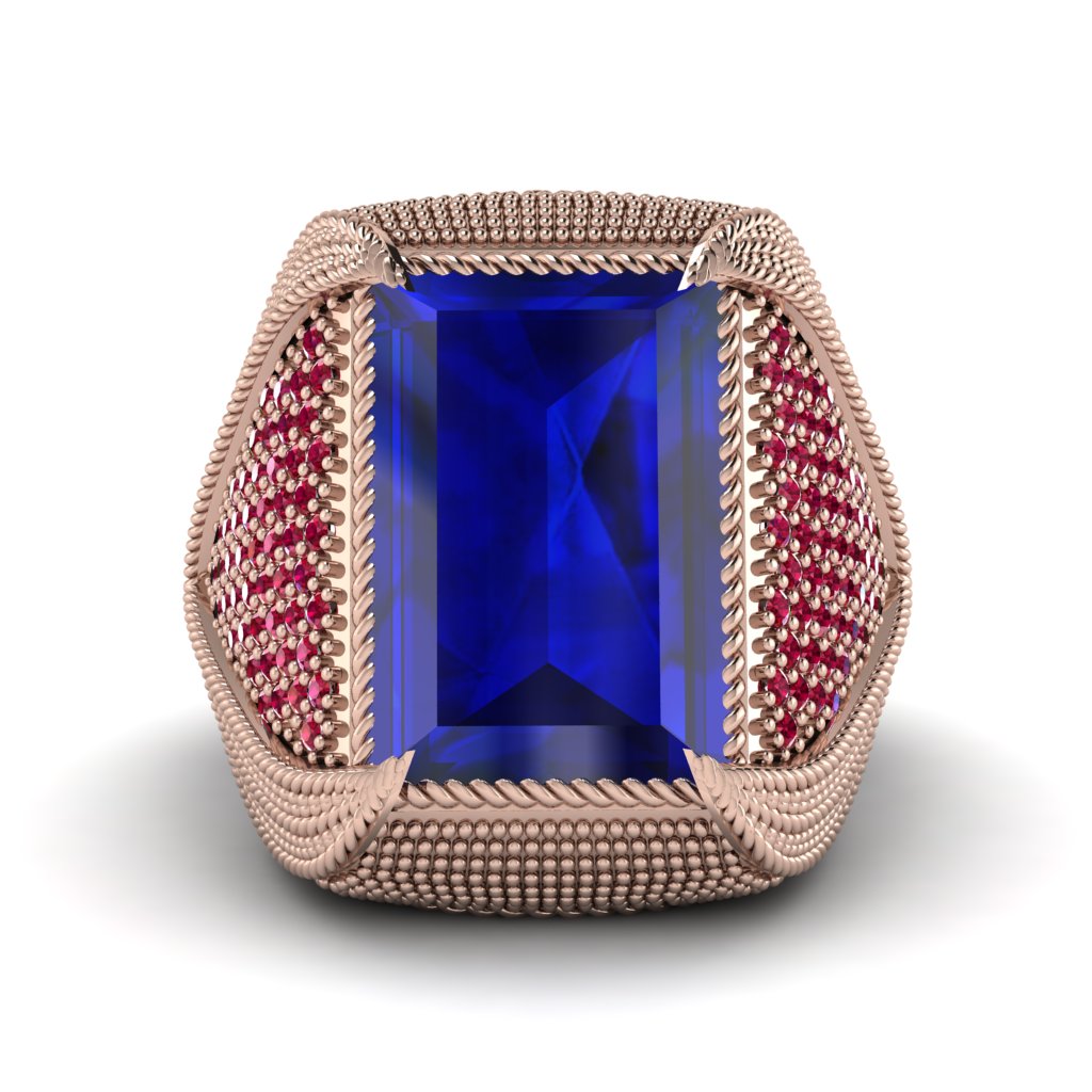 Baguette Sapphire Majestic Men's Fashion Ring - Flynn No. 59