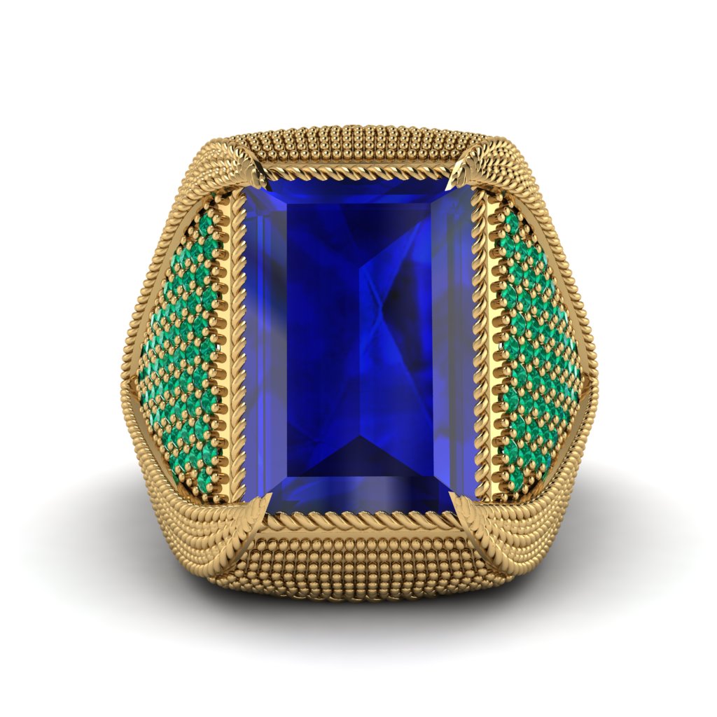 Baguette Sapphire Majestic Men's Fashion Ring - Flynn No. 28