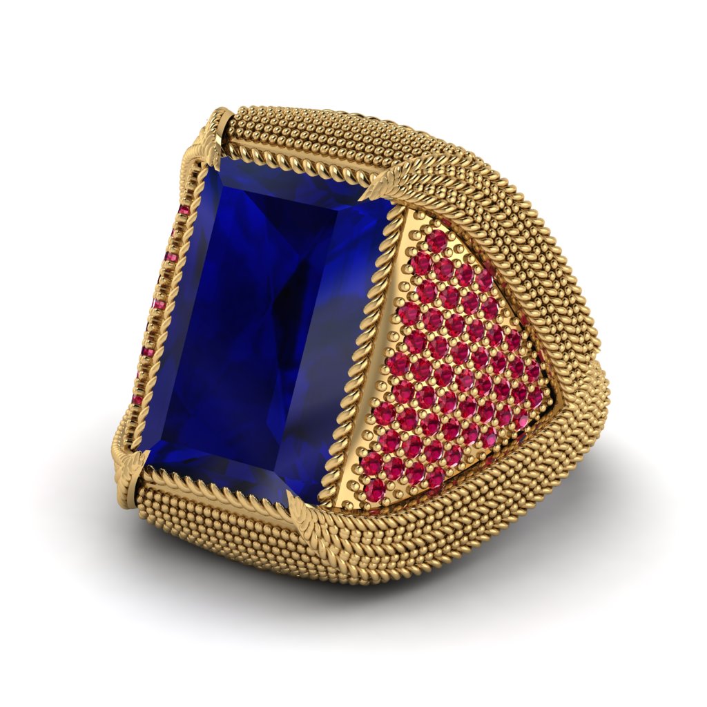 Baguette Sapphire Majestic Men's Fashion Ring - Flynn No. 58