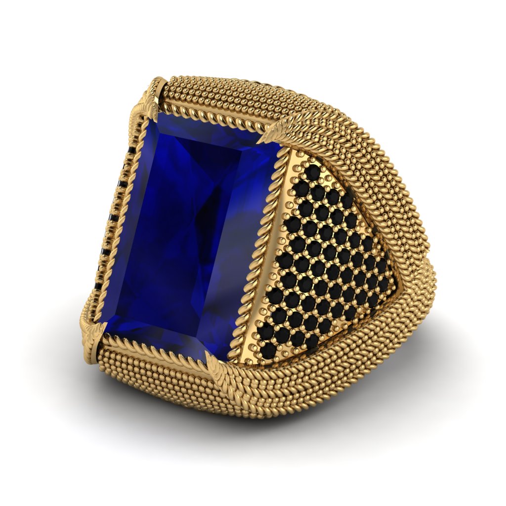 Baguette Sapphire Majestic Men's Fashion Ring - Flynn No. 43