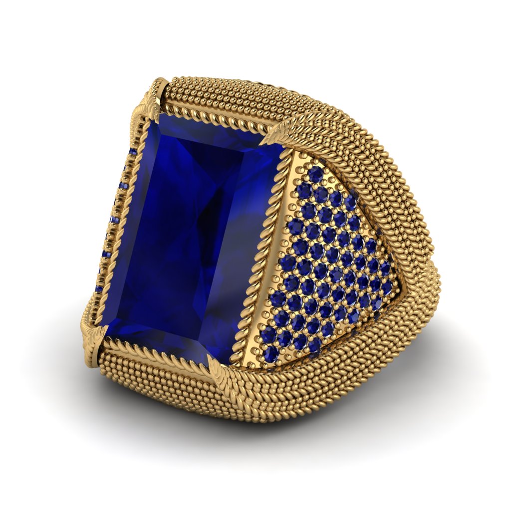 Baguette Sapphire Majestic Men's Fashion Ring - Flynn No. 73