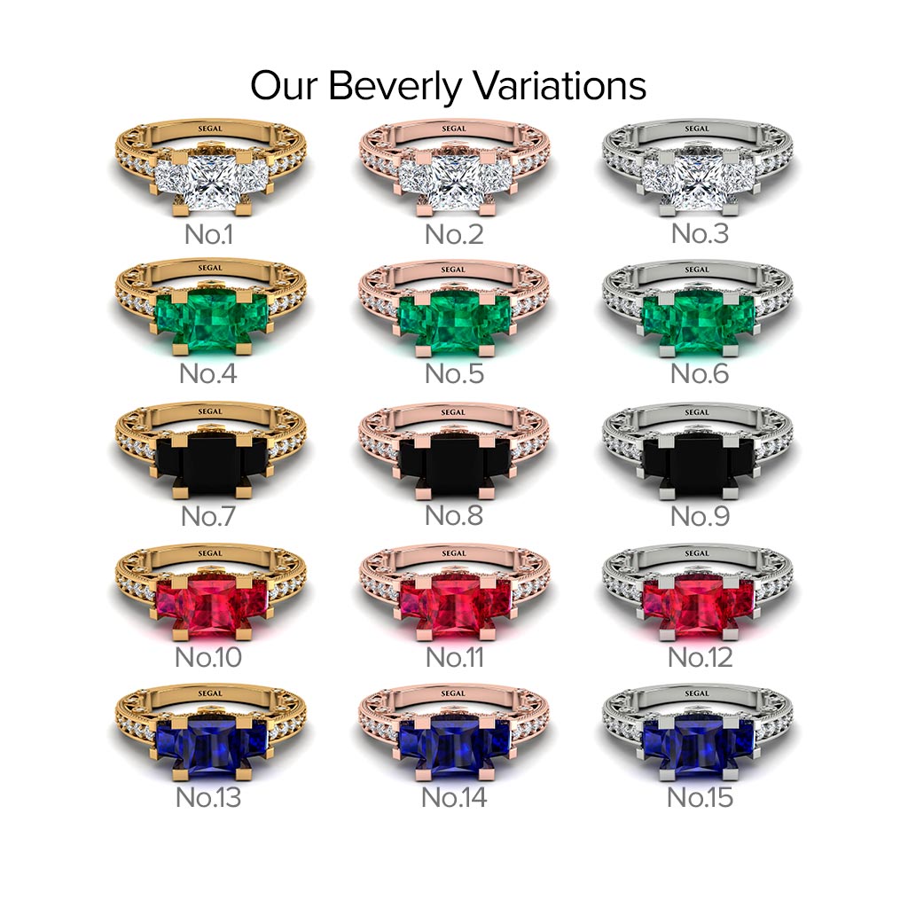 Modern Geometric Diamond Gold Engagement Ring - Beverly No. 2