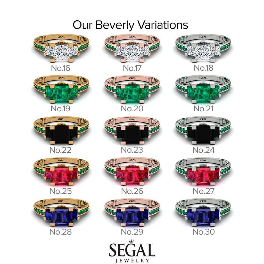 Modern Geometric Ruby Gold Engagement Ring - Beverly No. 55