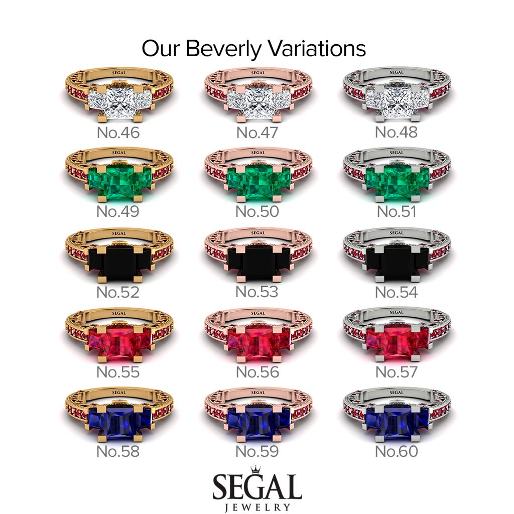 Modern Geometric Diamond Gold Engagement Ring - Beverly No. 32