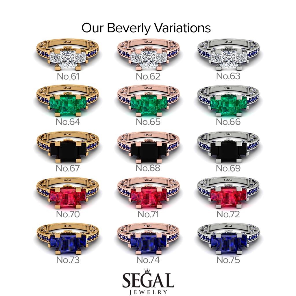 Modern Geometric Sapphire Gold Engagement Ring - Beverly No. 73