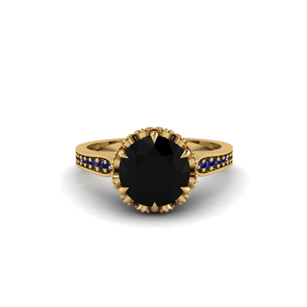 Black Diamond Milgrain Engagement Ring - Yara No. 67