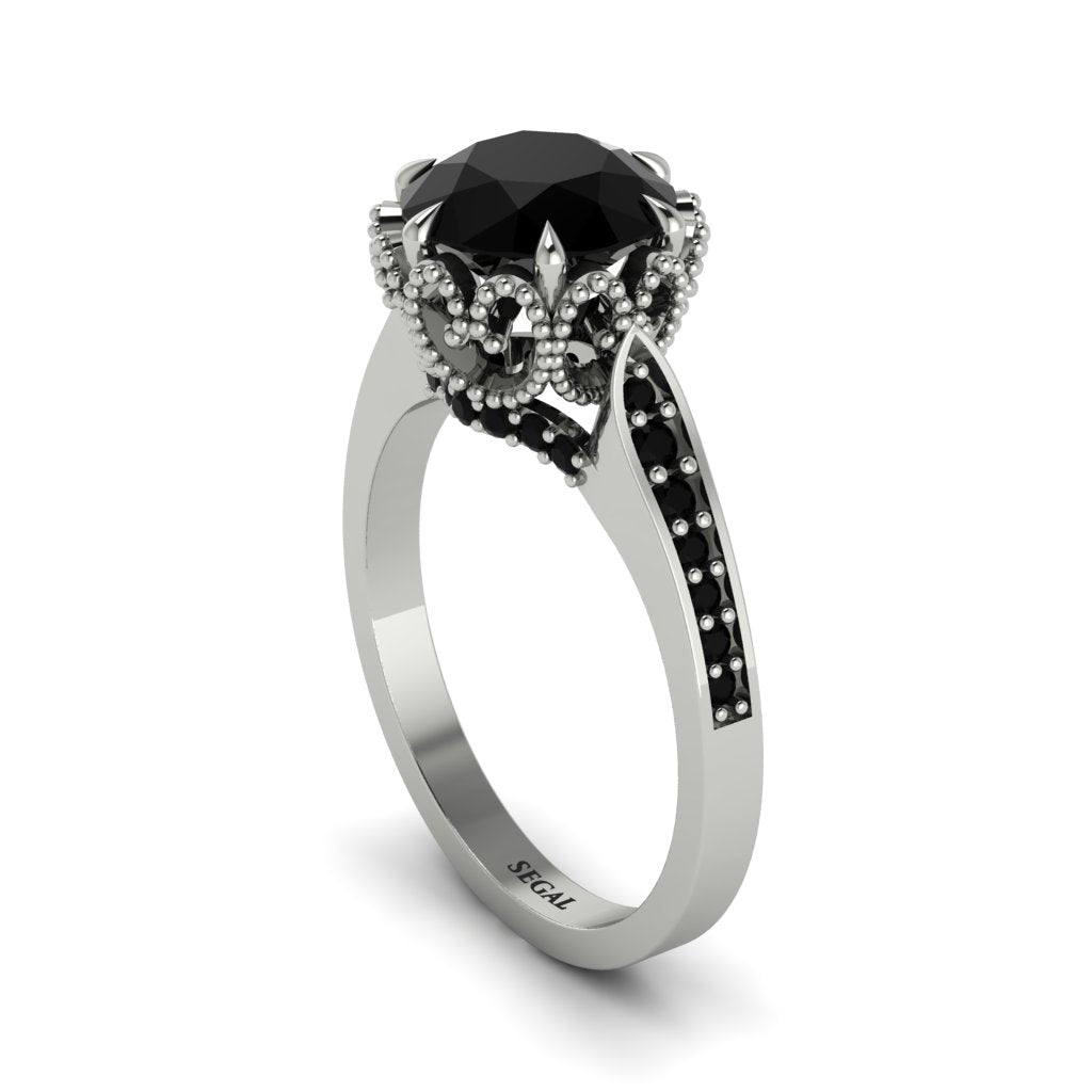 Black Diamond Milgrain Engagement Ring - Yara No. 39