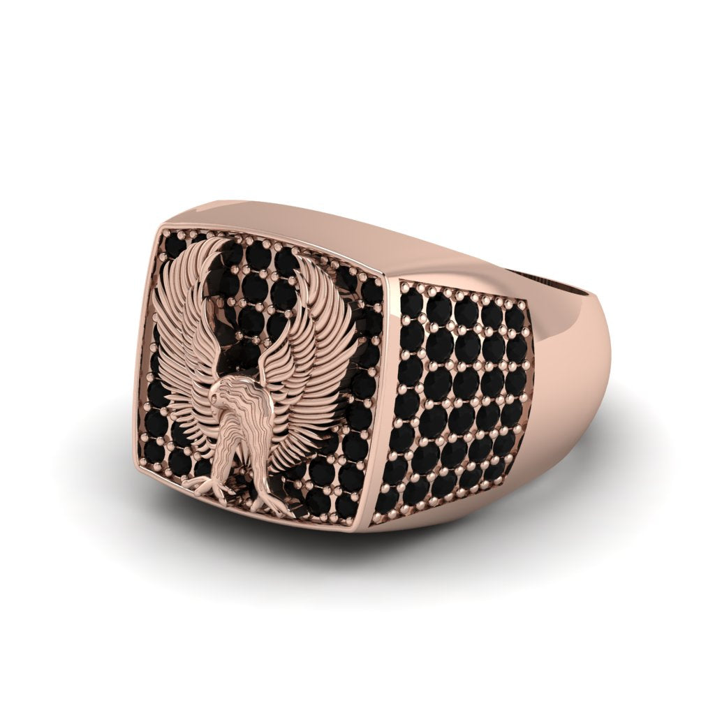 Black Diamonds Luxury Gold Eagle Ring - Sutton No. 8